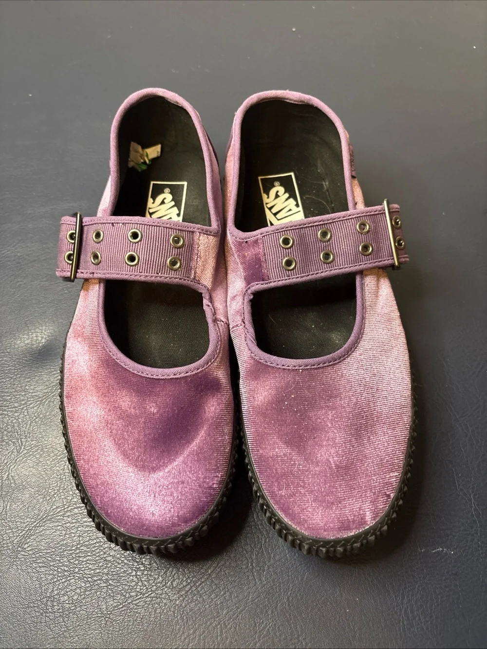 Vans women’s grape jam creeper Mary Jane buckle shoes sz 8.5 velvet